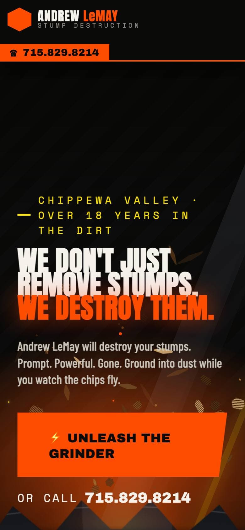 Andrew LeMay Stump Destruction on a phone